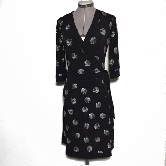 black dress with white circles
